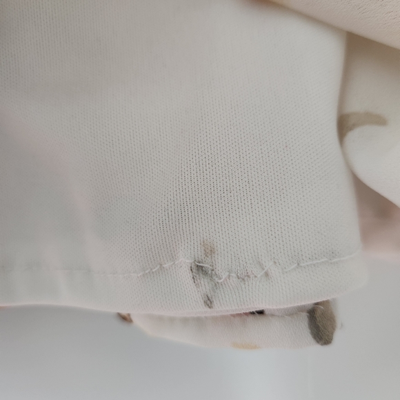 Cream Floral Top Tied Waist Women's Size S - Picture 6 of 6